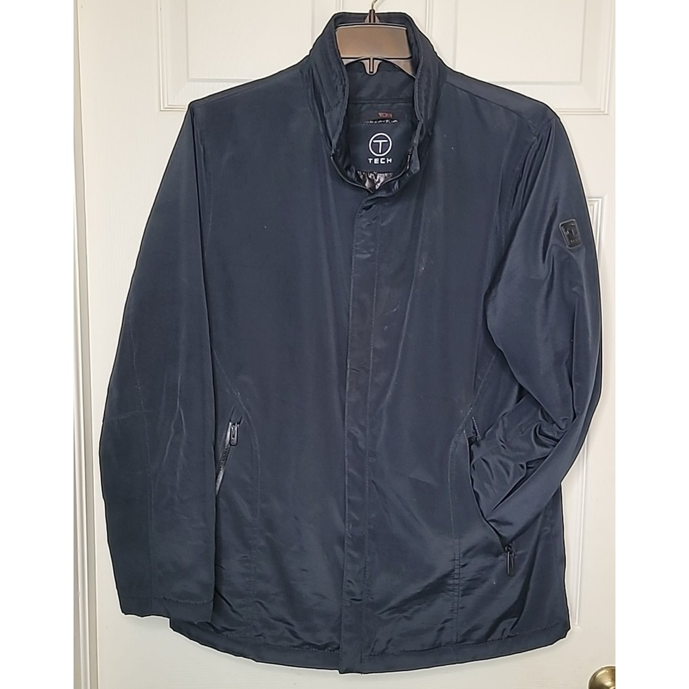 Tumi Tech‎ Jacket Black Quilted Insulated Full Zip Snaps Long Sleeve Hood Medium